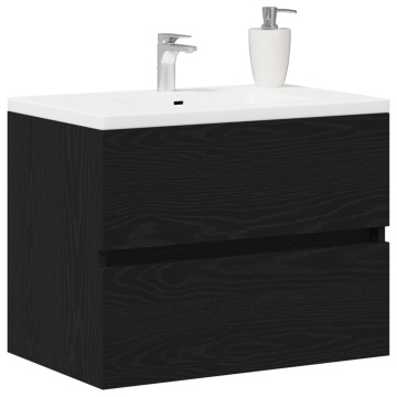 Cabinet pentru chiuvetă Stejar Negru 60x38,5x45 cm Lemn ingineresc - Img 3