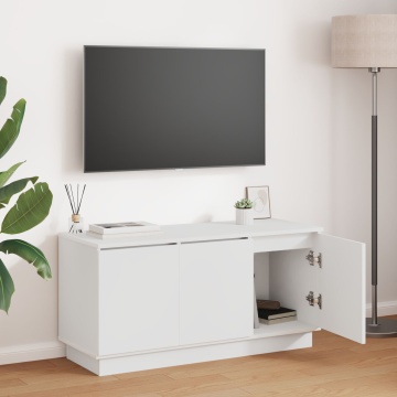 Cabinet TV Alb 100x38x49 cm Lemn Prelucrat - Img 1