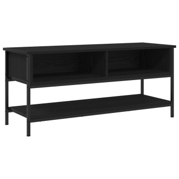 Cabinet TV Negru Stejar 100x35x45 cm Lemn prelucrat și Oțel - Img 2