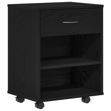 Cabițica rulabilă Negru de stejar 46x36x59 cm din lemn prelucrat - Img 2