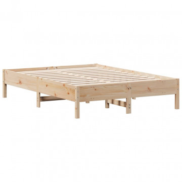 Cadru de pat, 135x190 cm, lemn masiv de pin - Img 5
