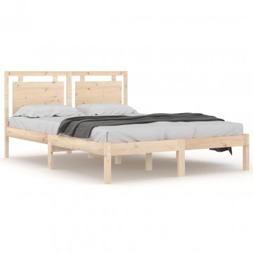 Cadru de pat, 140x200 cm, lemn masiv - Img 2