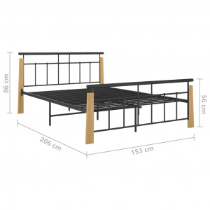 Cadru de pat,140x200 cm, metal și lemn masiv de stejar - Img 6