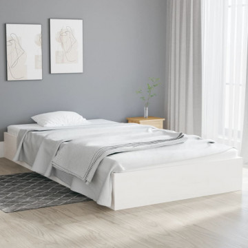 Cadru de pat, alb, 100x200 cm, lemn masiv - Img 1