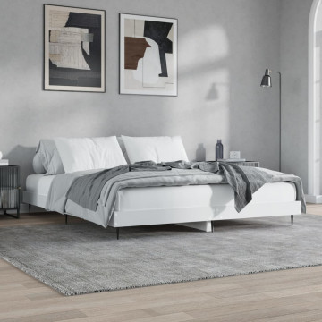 Cadru de pat, alb, 120x200 cm, lemn prelucrat - Img 4