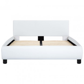 Cadru de pat, alb, 140 x 200 cm, piele ecologică - Img 3