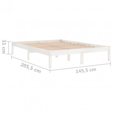 Cadru de pat, alb, 140x200 cm, lemn masiv de pin - Img 7