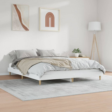 Cadru de pat, alb, 140x200 cm, lemn prelucrat - Img 4