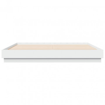 Cadru de pat alb 180x200 cm din lemn prelucrat - Img 4