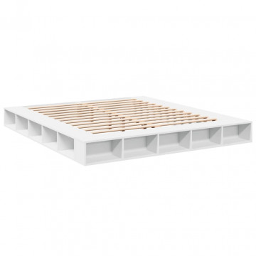 Cadru de pat alb 180x200 cm din lemn prelucrat - Img 2