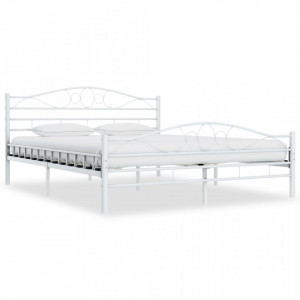 Cadru de pat, alb, 200 x 200 cm, metal - Img 1