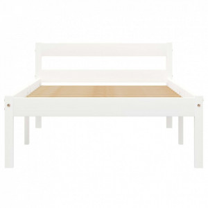 Cadru de pat, alb, 90 x 200 cm, lemn masiv de pin - Img 3
