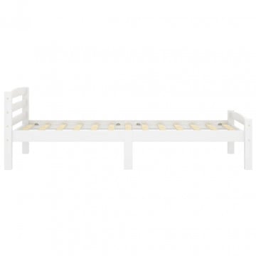 Cadru de pat, alb, 90x200 cm, lemn de pin masiv - Img 4