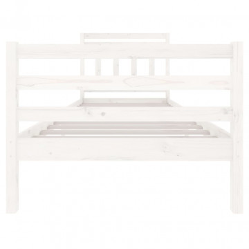 Cadru de pat, alb, 90x200 cm, lemn masiv - Img 4