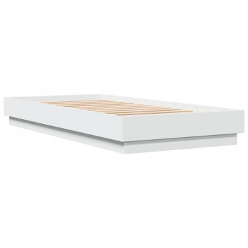 Cadru de pat, alb, 90x200 cm, lemn prelucrat - Img 2