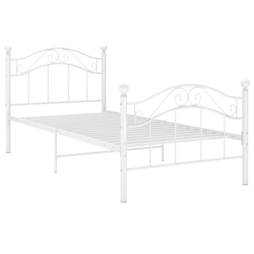 Cadru de pat, alb, 90x200 cm, metal - Img 2