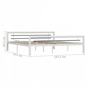 Cadru de pat, alb și negru, 180 x 200 cm, metal - Img 5