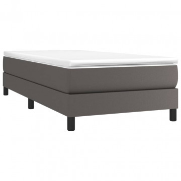 Cadru de pat box spring, gri, 90x200 cm, piele ecologică - Img 3
