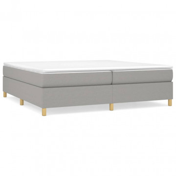 Cadru de pat box spring, gri deschis, 200x200 cm, textil - Img 2
