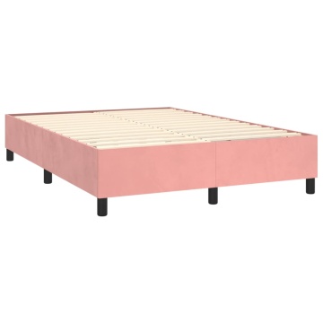 Cadru de pat box spring, roz, 140x200 cm, catifea - Img 4