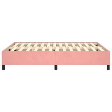 Cadru de pat box spring, roz, 140x200 cm, catifea - Img 5