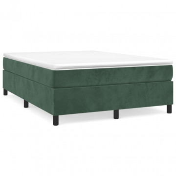 Cadru de pat box spring, verde închis, 140x190 cm, catifea - Img 2