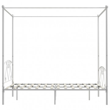 Cadru de pat cu baldachin, alb, 140 x 200 cm, metal - Img 4
