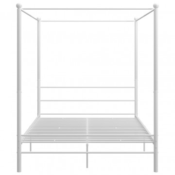 Cadru de pat cu baldachin, alb, 160x200 cm, metal - Img 4