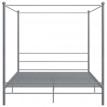 Cadru de pat cu baldachin, gri, 180x200 cm, metal - Img 4