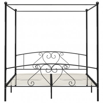 Cadru de pat cu baldachin, negru, 180 x 200 cm, metal - Img 3