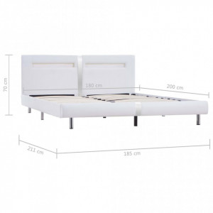 Cadru de pat cu LED, alb, 180 x 200 cm, piele artificială - Img 8
