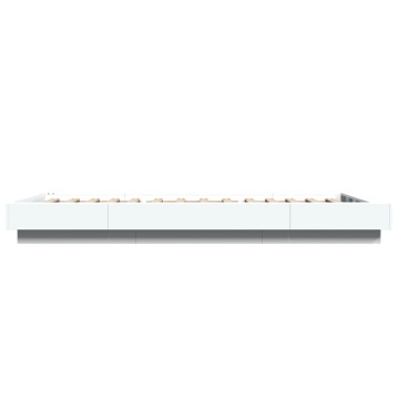 Cadru de pat cu LED, alb, 75x190 cm, lemn prelucrat - Img 5