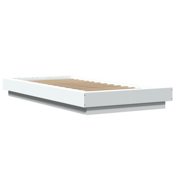 Cadru de pat cu LED, alb, 75x190 cm, lemn prelucrat - Img 2