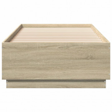 Cadru de pat cu LED, stejar sonoma, 100x200 cm, lemn prelucrat - Img 5