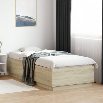Cadru de pat cu LED, stejar sonoma, 100x200 cm, lemn prelucrat - Img 8