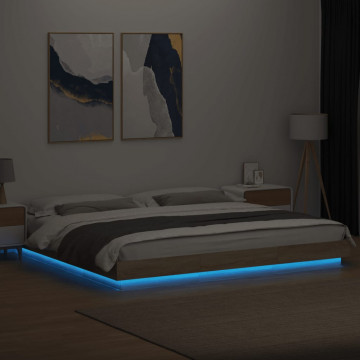 Cadru de pat cu LED stejar sonoma 180x200 cm lemn prelucrat - Img 3