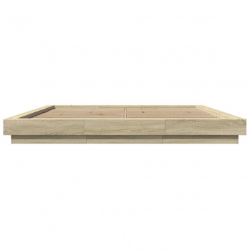 Cadru de pat cu LED stejar sonoma 180x200 cm lemn prelucrat - Img 8