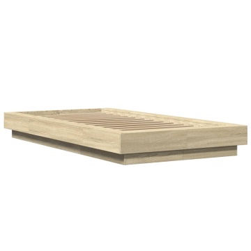 Cadru de pat cu LED, stejar sonoma, 90x200 cm, lemn prelucrat - Img 2