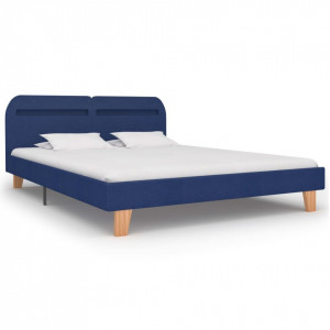 Cadru de pat cu LED-uri, albastru, 160x200 cm, material textil - Img 2