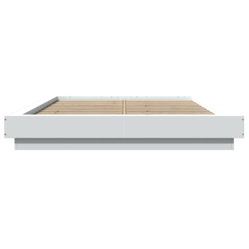 Cadru de pat cu lumini LED, alb, 120x190 cm, lemn prelucrat - Img 8