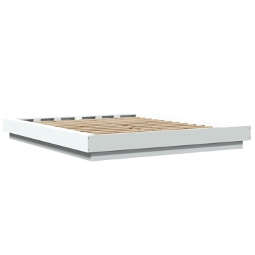 Cadru de pat cu lumini LED, alb, 160x200 cm, lemn prelucrat - Img 6