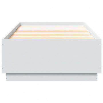 Cadru de pat cu lumini LED, alb, 90x200 cm, lemn prelucrat - Img 4