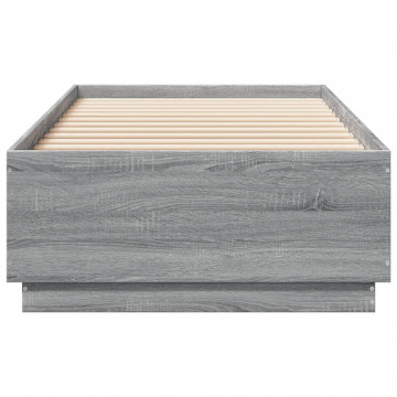 Cadru de pat cu lumini LED gri sonoma 90x200 cm, lemn prelucrat - Img 5