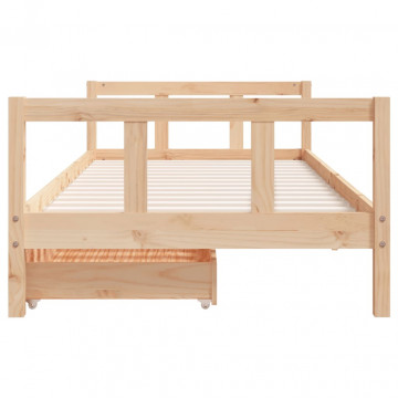 Cadru de pat cu sertare de copii, 90x200 cm, lemn masiv pin - Img 8