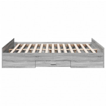 Cadru de pat cu sertare, gri sonoma, 160x200 cm lemn prelucrat - Img 8