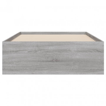 Cadru de pat cu sertare gri sonoma 75x190 cm lemn prelucrat - Img 5