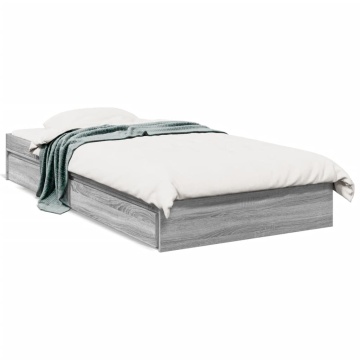 Cadru de pat cu sertare gri sonoma 90x200 cm lemn prelucrat - Img 1