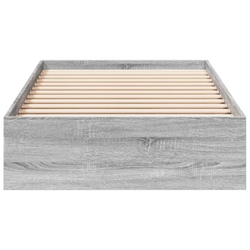 Cadru de pat cu sertare gri sonoma 90x200 cm lemn prelucrat - Img 4