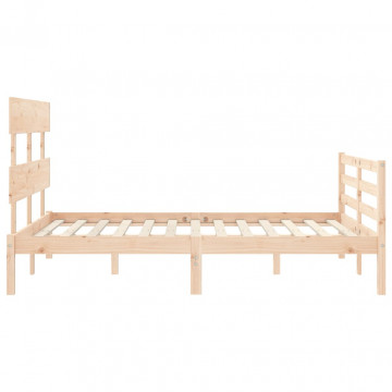 Cadru de pat cu tăblie, 120x200 cm, lemn masiv - Img 6