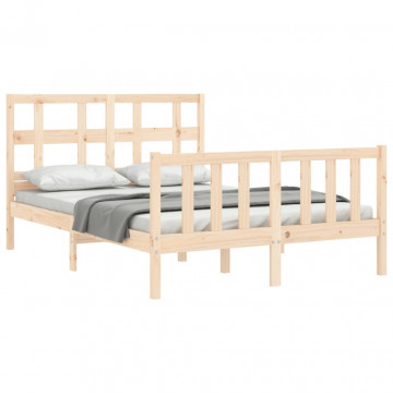 Cadru de pat cu tăblie, 140x190 cm, lemn masiv - Img 4